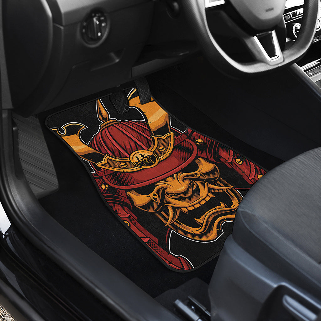 Japanese Samurai Warrior Mask Print Front Car Floor Mats