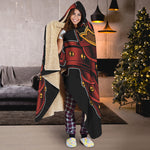 Japanese Samurai Warrior Mask Print Hooded Blanket