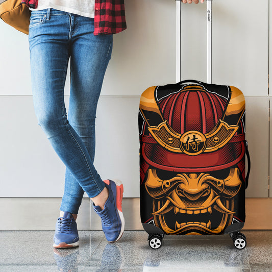 Japanese Samurai Warrior Mask Print Luggage Cover