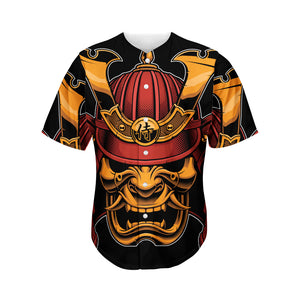 Japanese Samurai Warrior Mask Print Men's Baseball Jersey