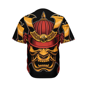 Japanese Samurai Warrior Mask Print Men's Baseball Jersey