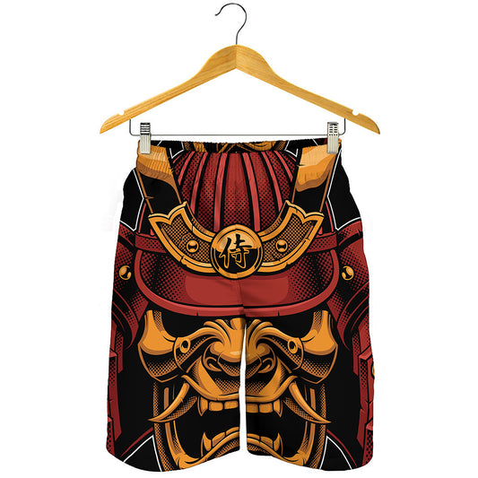 Japanese Samurai Warrior Mask Print Men's Shorts