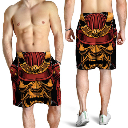 Japanese Samurai Warrior Mask Print Men's Shorts