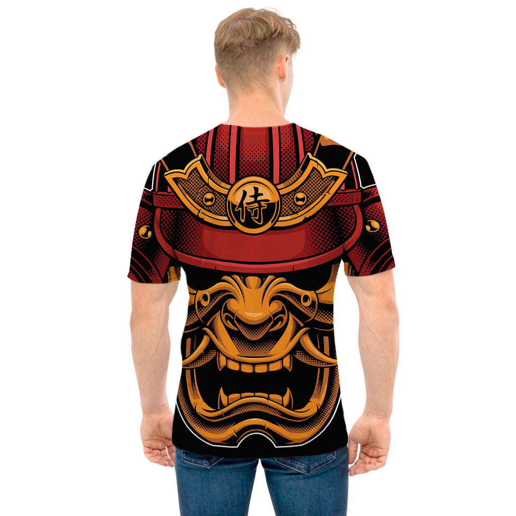 Japanese Samurai Warrior Mask Print Men's T-Shirt