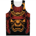 Japanese Samurai Warrior Mask Print Men's Tank Top