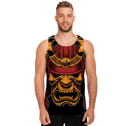 Japanese Samurai Warrior Mask Print Men's Tank Top