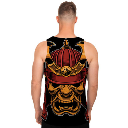 Japanese Samurai Warrior Mask Print Men's Tank Top