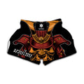 Japanese Samurai Warrior Mask Print Muay Thai Boxing Shorts