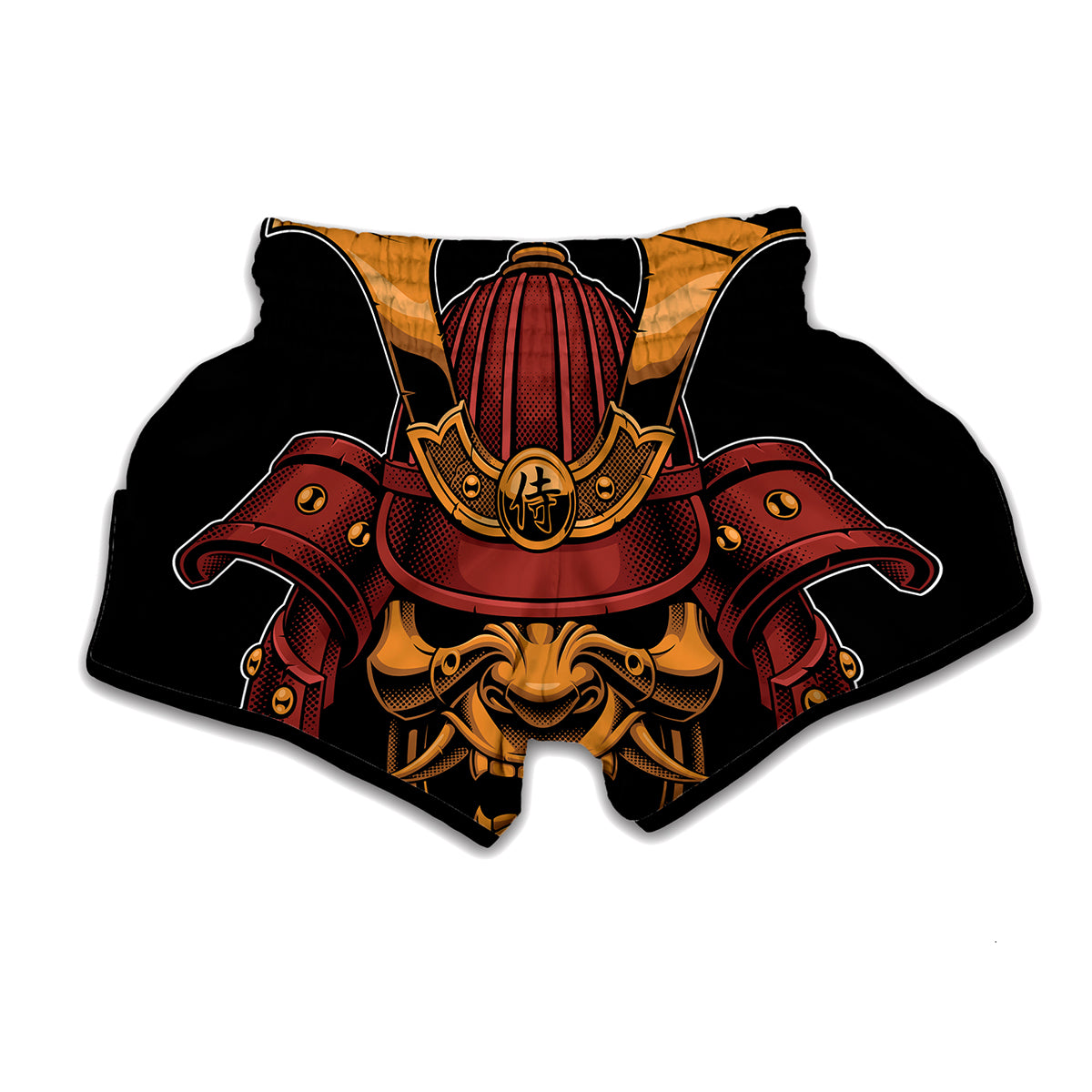 Japanese Samurai Warrior Mask Print Muay Thai Boxing Shorts