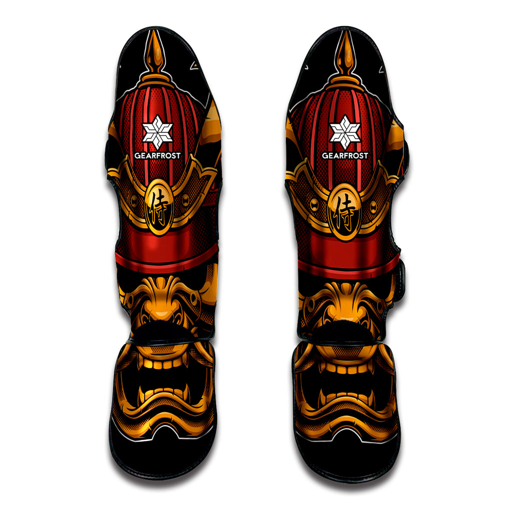 Japanese Samurai Warrior Mask Print Muay Thai Shin Guard