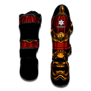 Japanese Samurai Warrior Mask Print Muay Thai Shin Guard