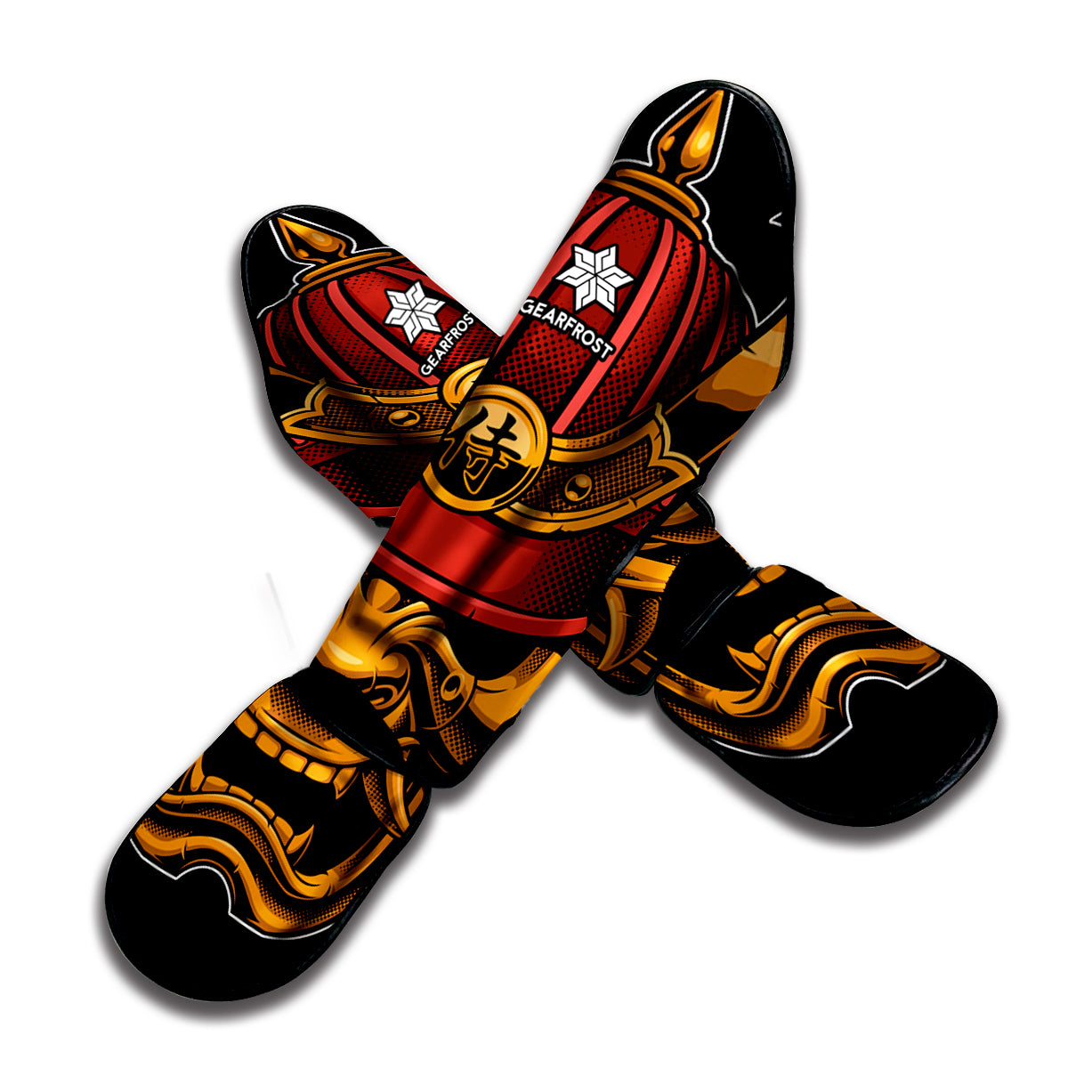 Japanese Samurai Warrior Mask Print Muay Thai Shin Guard