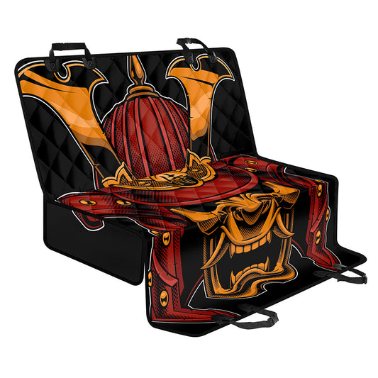 Japanese Samurai Warrior Mask Print Pet Car Back Seat Cover