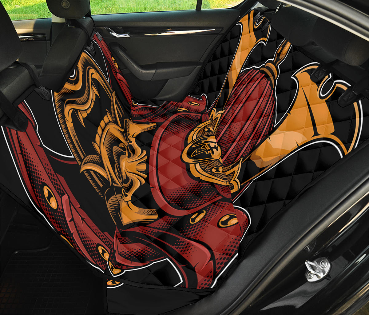 Japanese Samurai Warrior Mask Print Pet Car Back Seat Cover