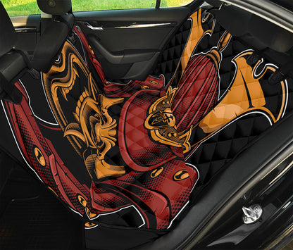 Japanese Samurai Warrior Mask Print Pet Car Back Seat Cover