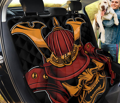 Japanese Samurai Warrior Mask Print Pet Car Back Seat Cover