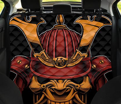 Japanese Samurai Warrior Mask Print Pet Car Back Seat Cover
