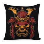 Japanese Samurai Warrior Mask Print Pillow Cover