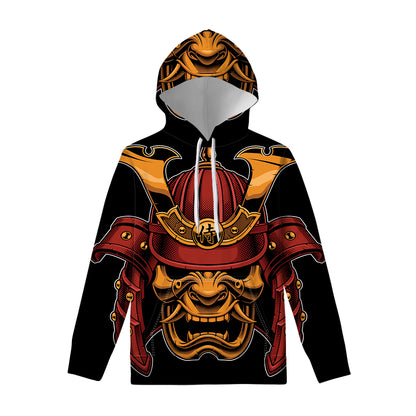 Japanese Samurai Warrior Mask Print Pullover Hoodie