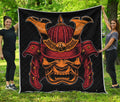 Japanese Samurai Warrior Mask Print Quilt