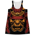 Japanese Samurai Warrior Mask Print Women's Racerback Tank Top
