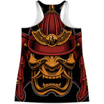 Japanese Samurai Warrior Mask Print Women's Racerback Tank Top
