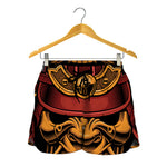 Japanese Samurai Warrior Mask Print Women's Shorts