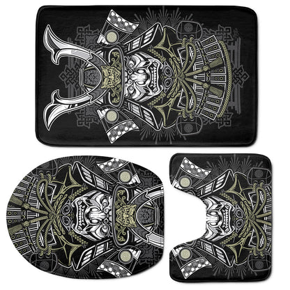 Japanese Samurai Warrior Print 3 Piece Bath Mat Set
