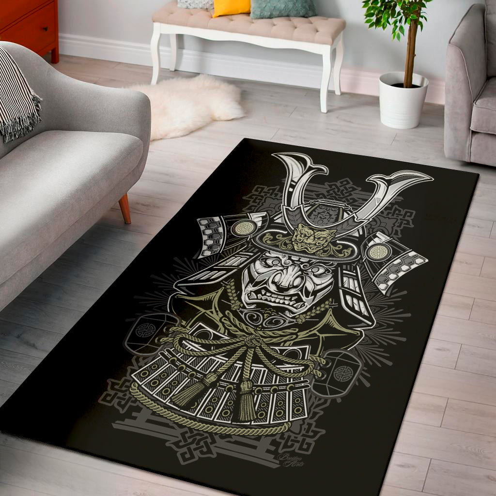 Japanese Samurai Warrior Print Area Rug