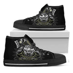 Japanese Samurai Warrior Print Black High Top Shoes