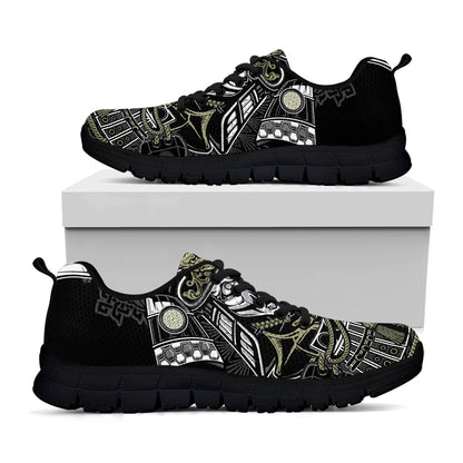 Japanese Samurai Warrior Print Black Sneakers
