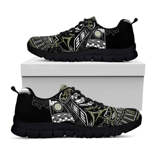 Japanese Samurai Warrior Print Black Sneakers