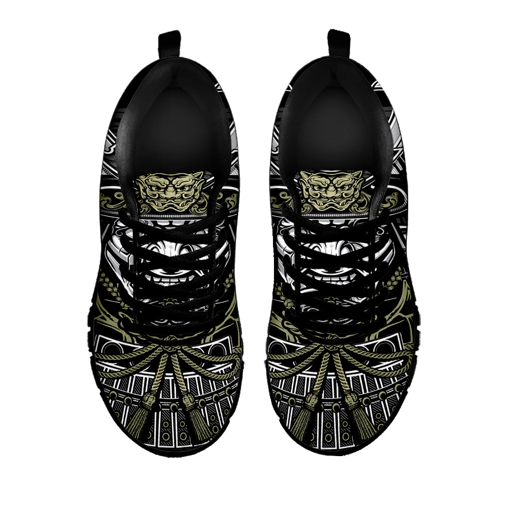 Japanese Samurai Warrior Print Black Sneakers