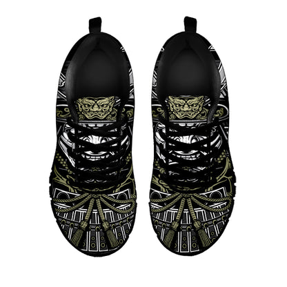 Japanese Samurai Warrior Print Black Sneakers