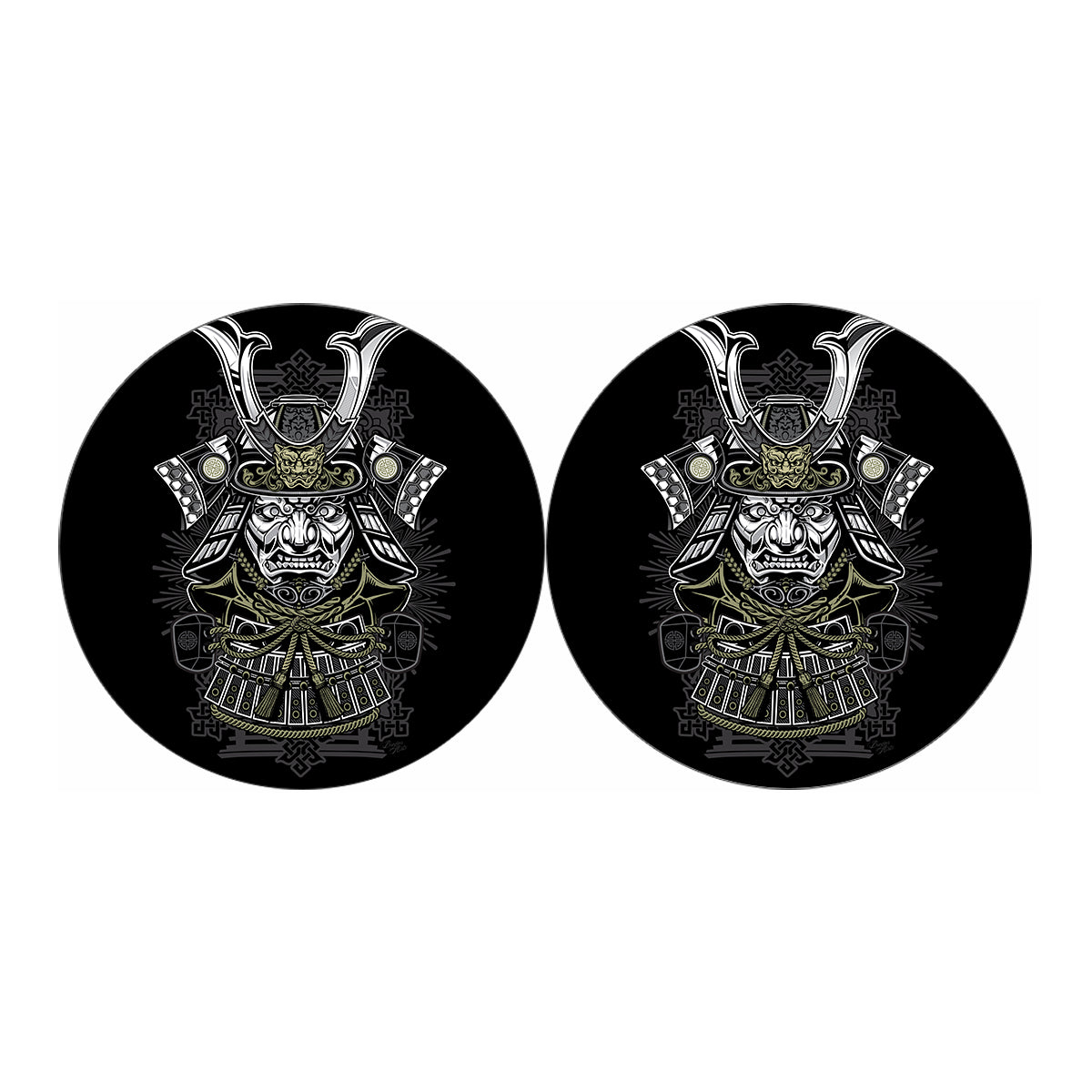 Japanese Samurai Warrior Print Car Coasters