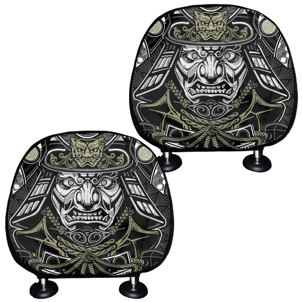 Japanese Samurai Warrior Print Car Headrest Covers