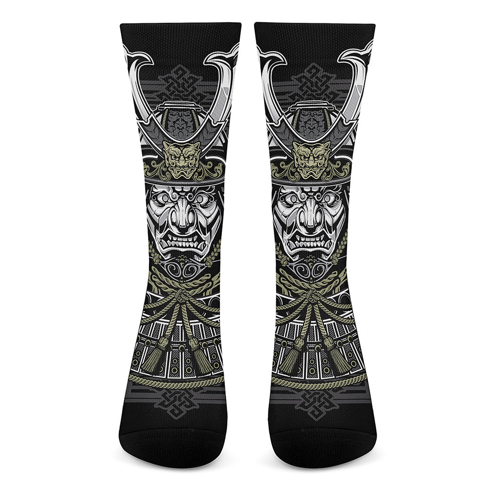 Japanese Samurai Warrior Print Crew Socks
