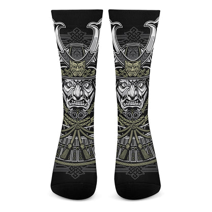 Japanese Samurai Warrior Print Crew Socks
