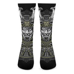 Japanese Samurai Warrior Print Crew Socks