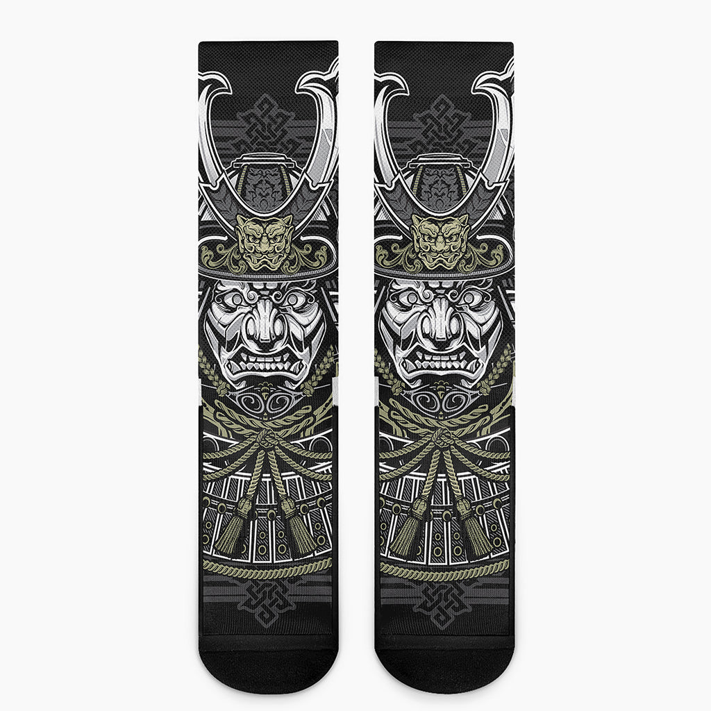 Japanese Samurai Warrior Print Crew Socks