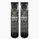 Japanese Samurai Warrior Print Crew Socks