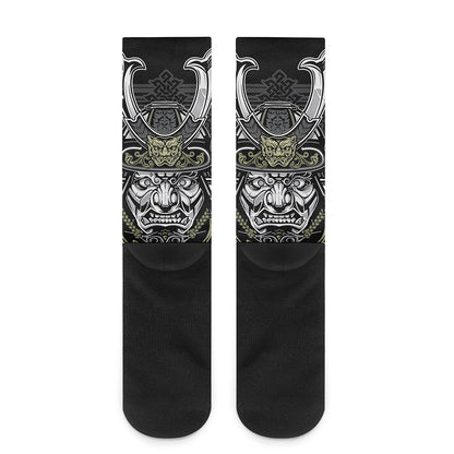 Japanese Samurai Warrior Print Crew Socks
