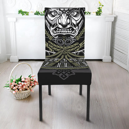 Japanese Samurai Warrior Print Dining Chair Slipcover