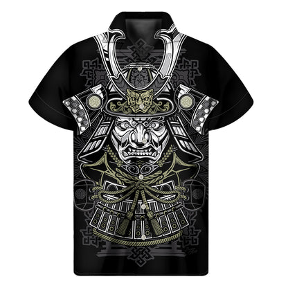 Japanese Samurai Warrior Print Men's Short Sleeve Shirt