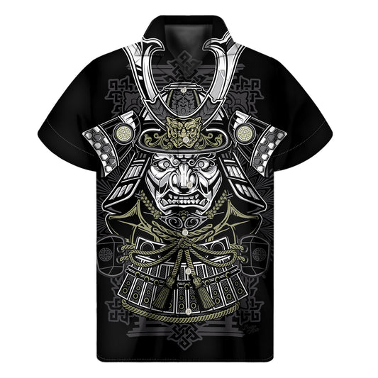 Japanese Samurai Warrior Print Men's Short Sleeve Shirt