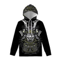Japanese Samurai Warrior Print Pullover Hoodie