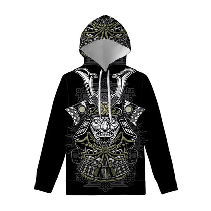 Japanese Samurai Warrior Print Pullover Hoodie
