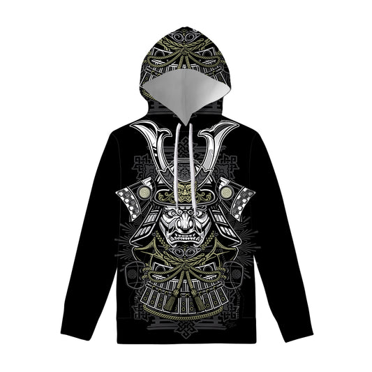 Japanese Samurai Warrior Print Pullover Hoodie