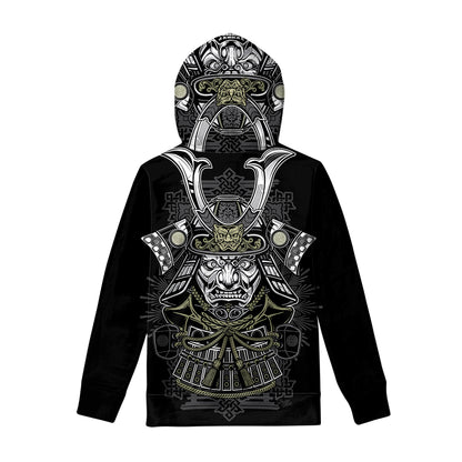 Japanese Samurai Warrior Print Pullover Hoodie
