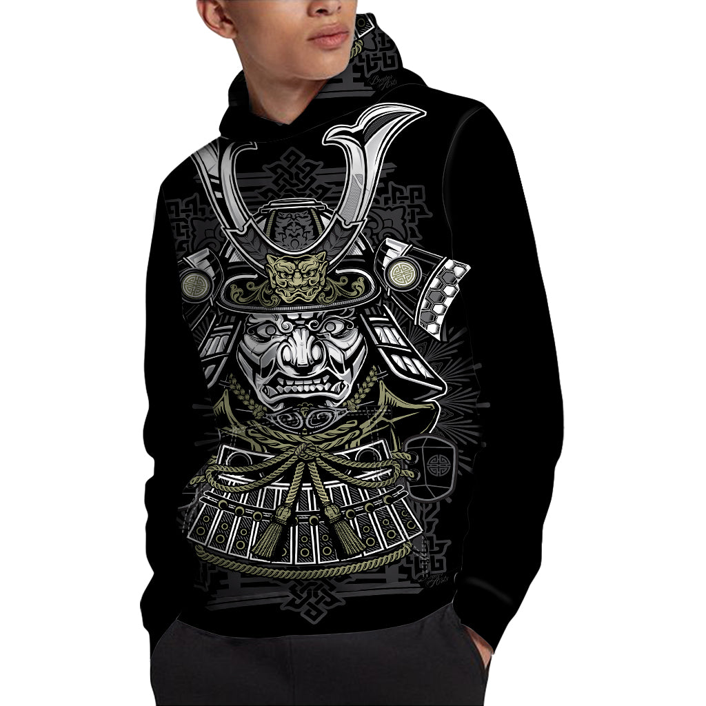 Japanese Samurai Warrior Print Pullover Hoodie